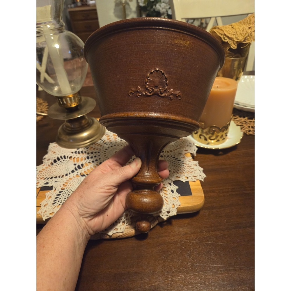 Vintage 1963 Syroco Inc. Wall Pocket Planter Sconce Faux Wood Finish Homco USA